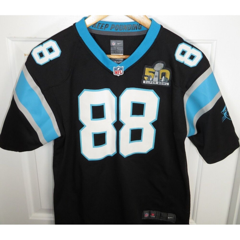 Nike NFL On Field Carolina Panthers Super Bowl 50 Greg Olsen #88 Youth LG 14-16*